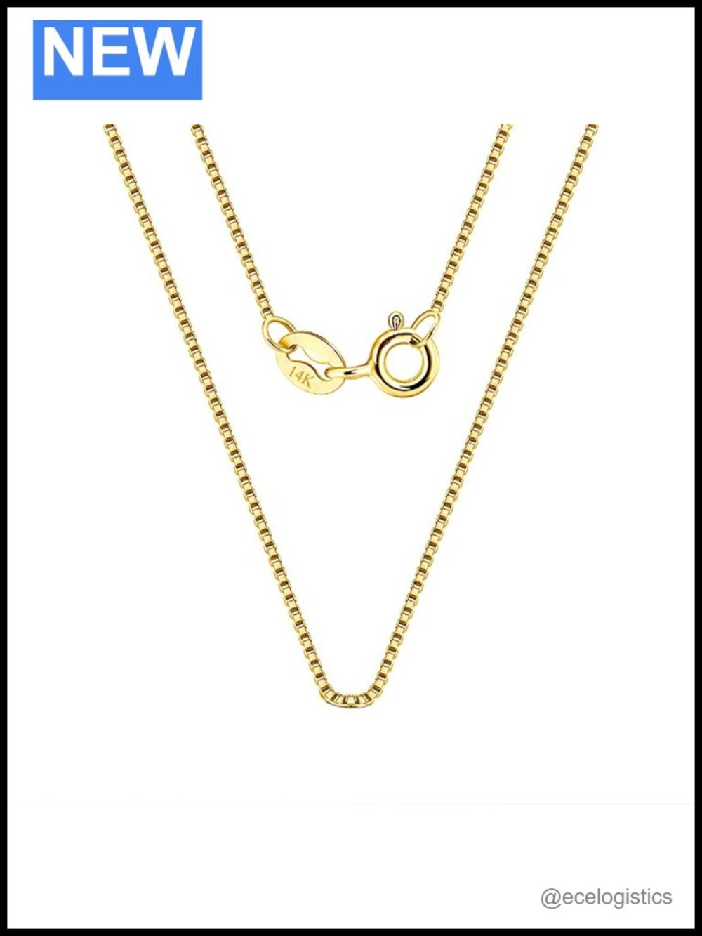 14K Solid Yellow Gold Box Chain Necklace 0.6mm 1mm 16-30in